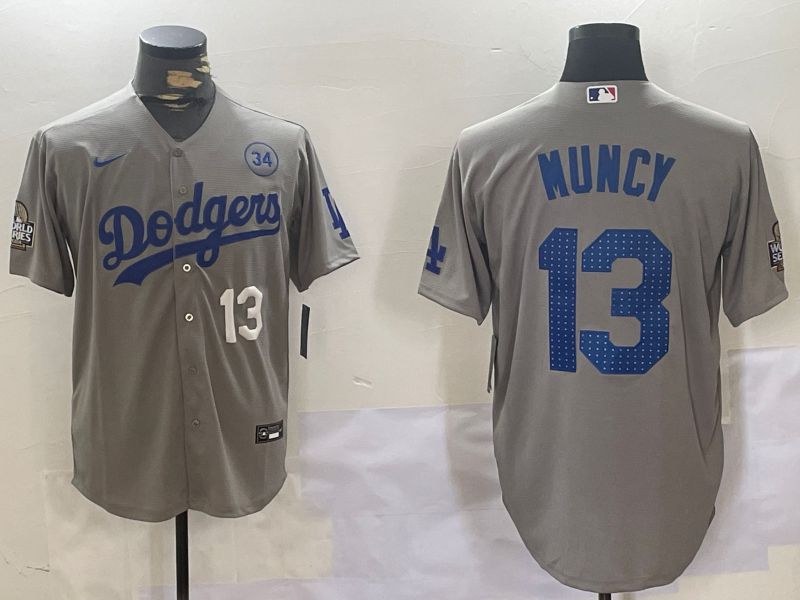 Men Los Angeles Dodgers #13 Muncy Grey Game 2024 Nike MLB Jersey style 11201->los angeles dodgers->MLB Jersey
